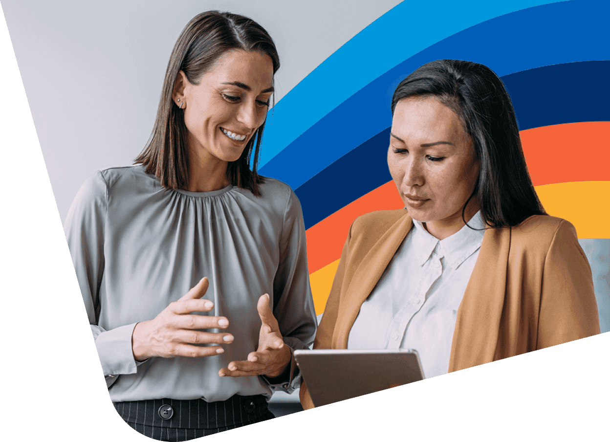 Two lawyers discussing expense reports